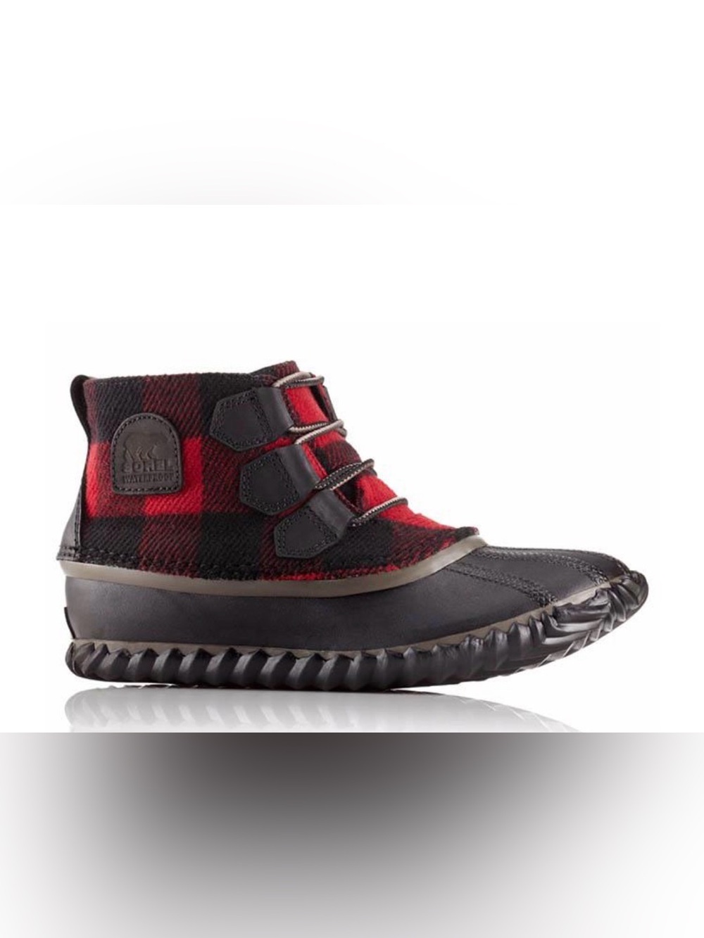 Sorel Out ‘N About 1757741 Sz 7 Red & Black Buffalo Plaid Waterproof Winter Boot